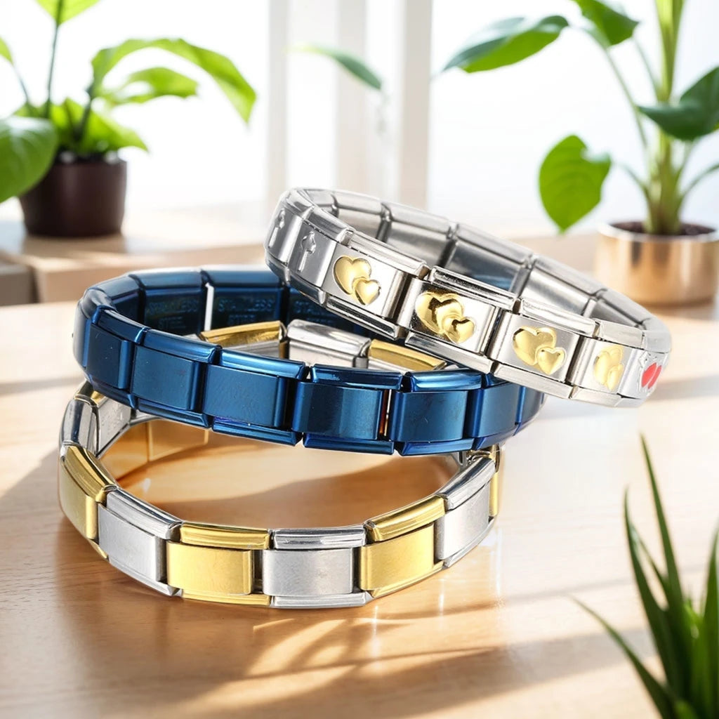Italian Charm Bracelets DIY Basic Chain Stainless Steel Bangle Versatile Assembled Modules Ideal Gift 9Mm Universal Dropshipping