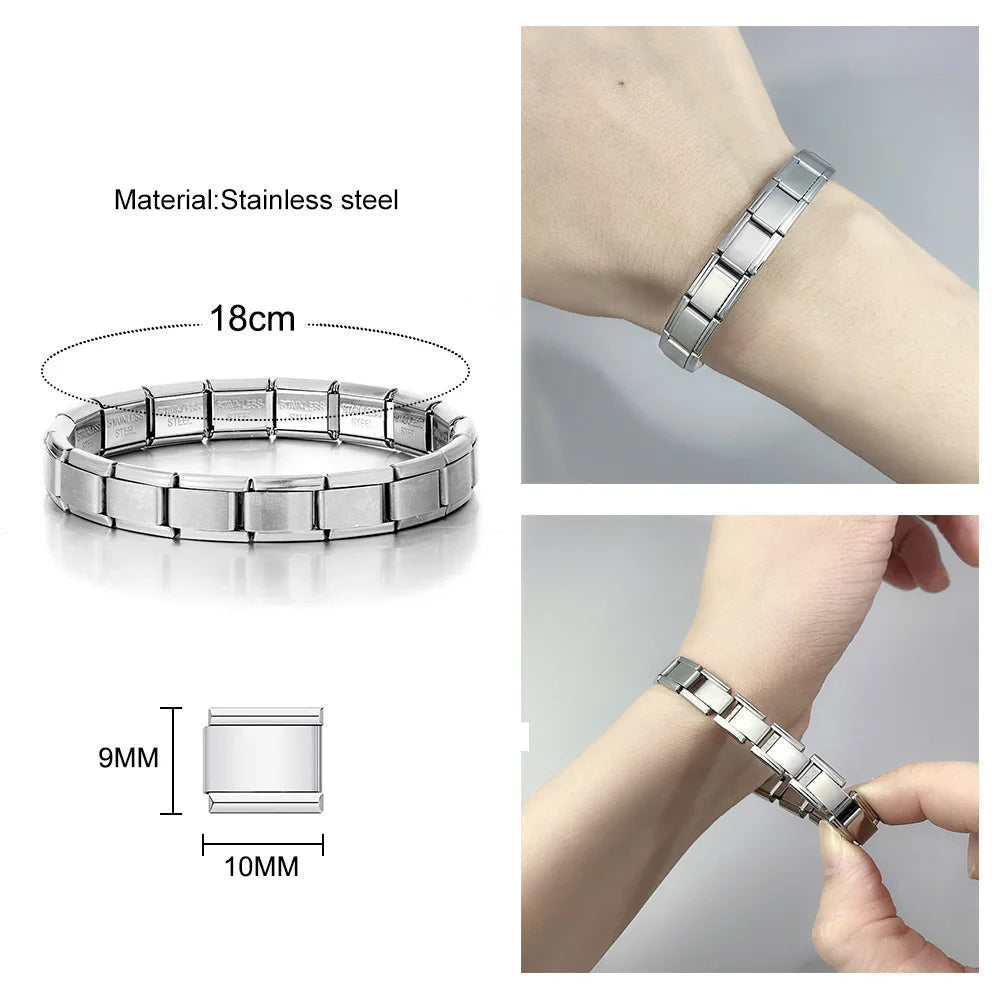 Italian Charm Bracelets DIY Basic Chain Stainless Steel Bangle Versatile Assembled Modules Ideal Gift 9Mm Universal Dropshipping