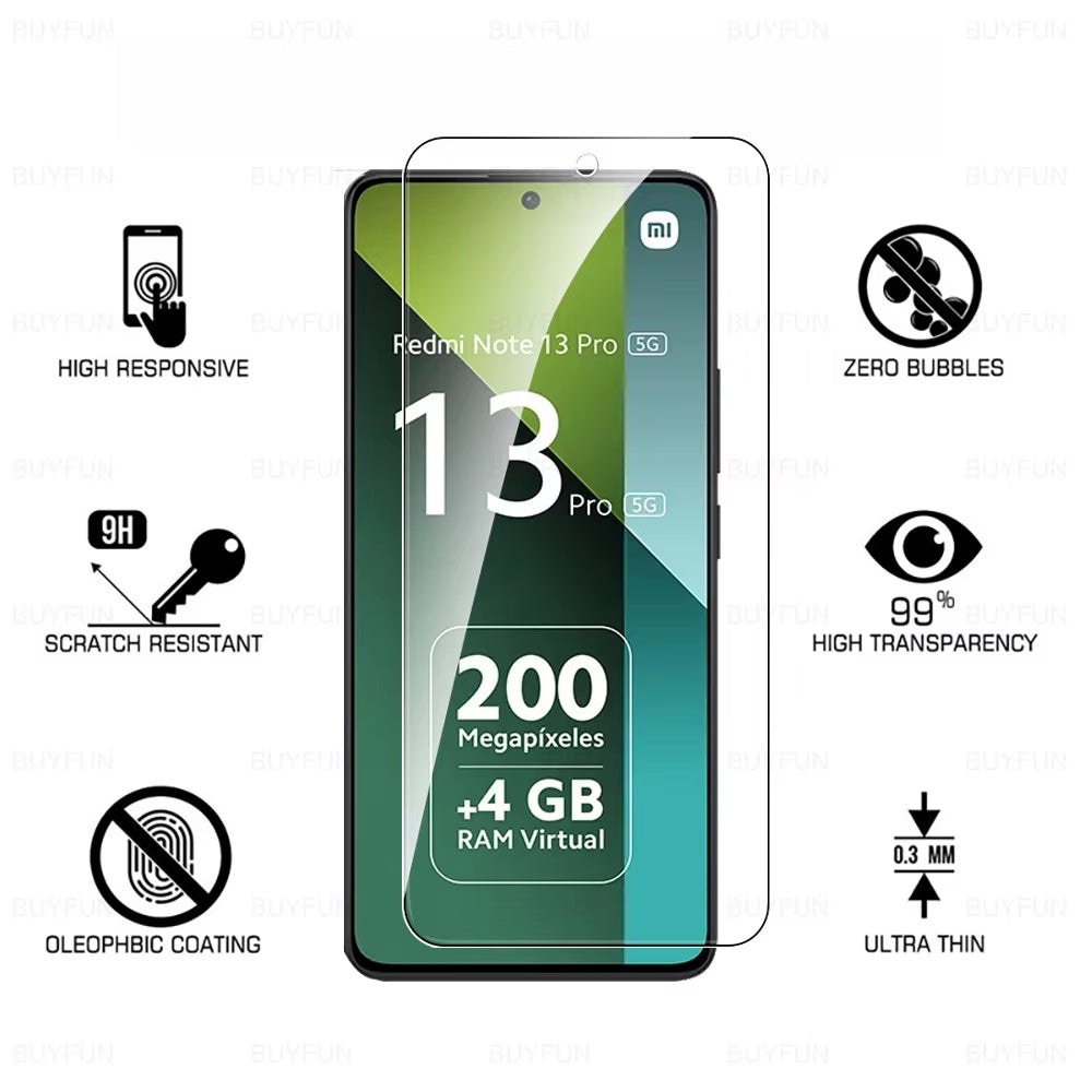 8 in 1 Tempered Glass for Redmi Note 13 Pro 5G Camera Glass Xiaomi Note13 14 Note14 13Pro Note13Pro 4G HD Lens Screen Protector